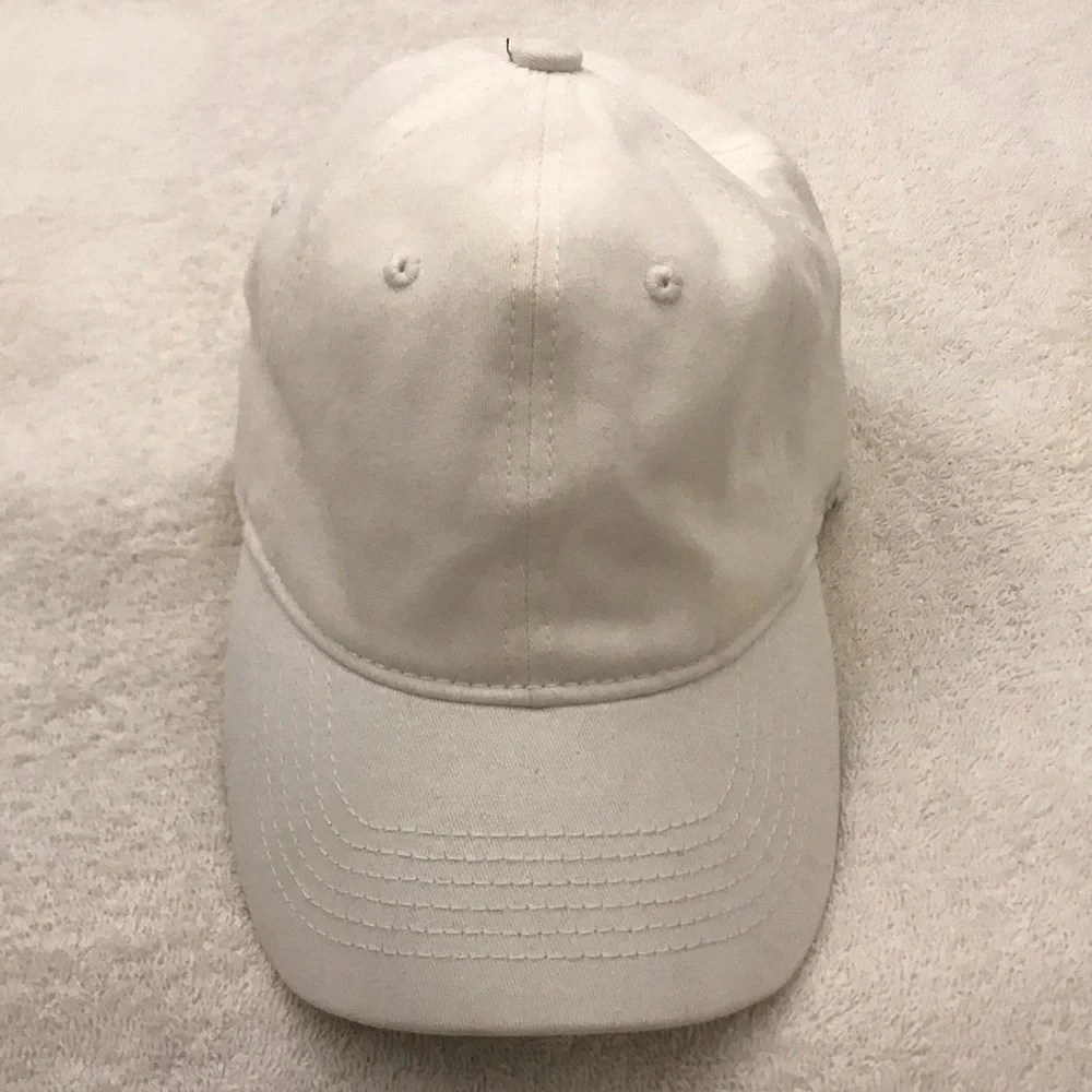 Women's Plain White Adjustable Buckle Strapped Ball Cap